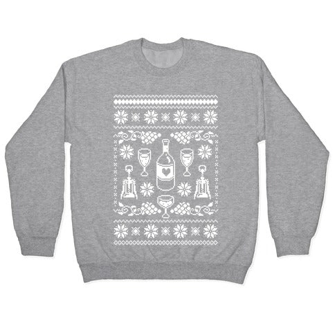 Ugly Wine Christmas Sweater Crewneck Sweatshirt